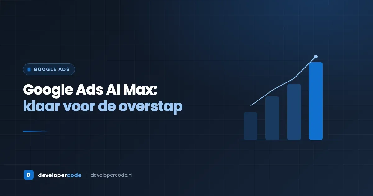 Staafdiagram als symbool voor campagneprestaties na de overstap naar Google Ads AI Max - Developercode