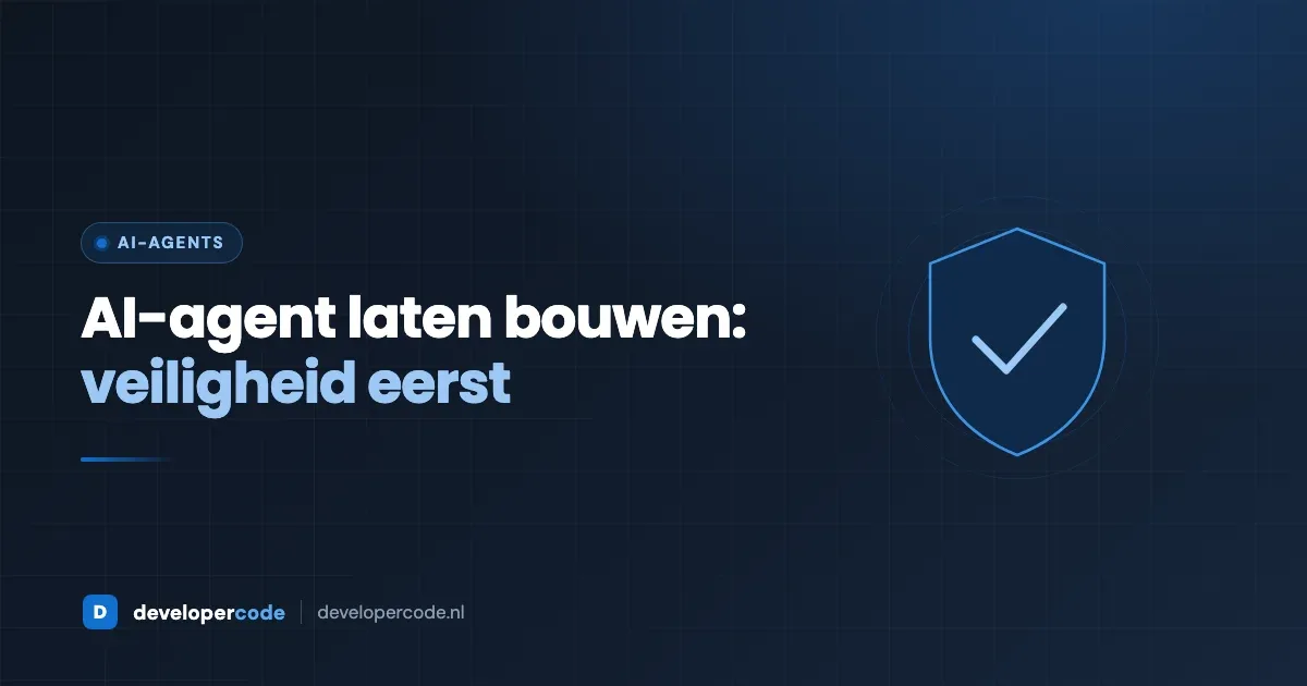 Schild met vinkje als symbool voor een veilig afgeschermde AI-agent - Developercode